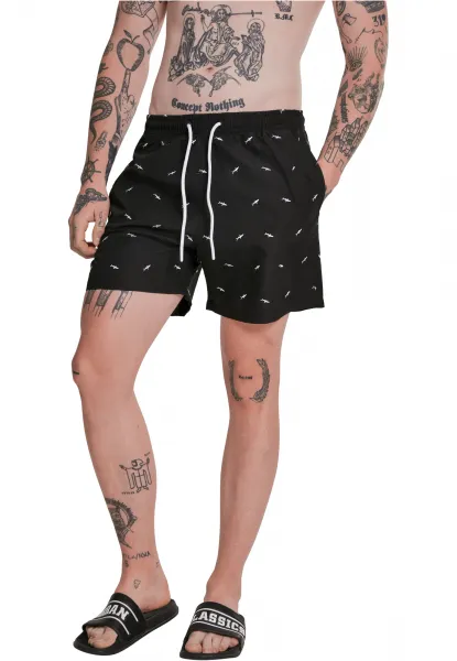 Men's swimwear with embroidery shark/black/white