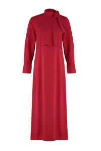 Trendyol Burgundy Collar Tie Detailed Woven Dress