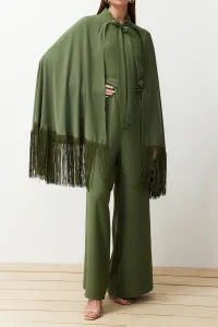 Trendyol Khaki Evening Dress Jumpsuit Tasseled Cape Suit
