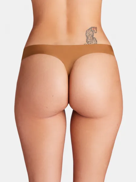 Súprava troch dámskych táng v hnedej farbe Under Armour UA Pure Stretch 3 No Show
