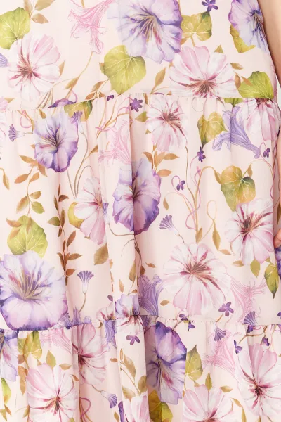 Trendyol Pink Floral Print A-Cut Flounced Midi Lined Chiffon Woven Dress