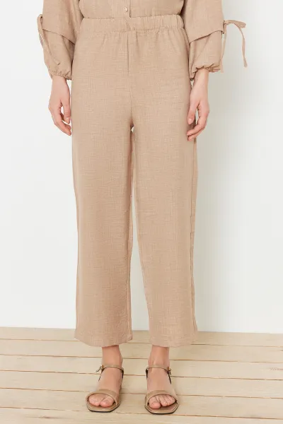 Trendyol Stone Linen Look Woven Two Piece Set