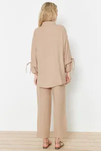 Trendyol Stone Linen Look Woven Two Piece Set