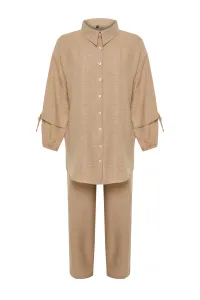 Trendyol Stone Linen Look Woven Two Piece Set