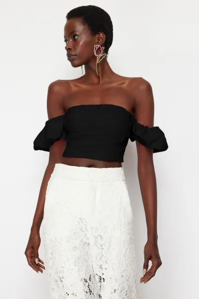 Trendyol Black Crop Woven Bustier