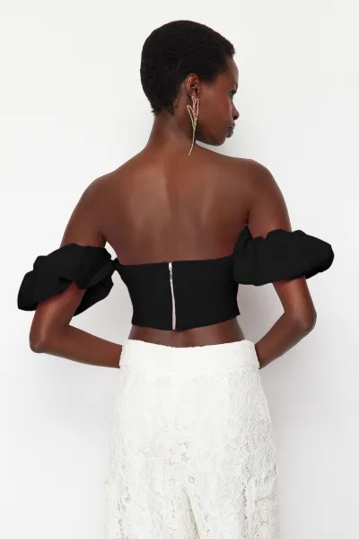 Trendyol Black Crop Woven Bustier