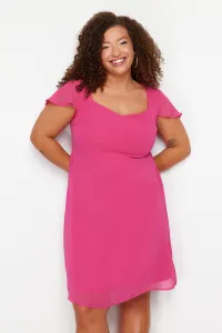 Trendyol Curve Pink Chiffon Woven Plus Size Dress