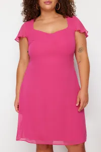 Trendyol Curve Pink Chiffon Woven Plus Size Dress