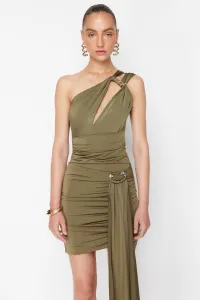 Trendyol X Zeynep Tosun Khaki Window Detailed Knitted Snake Accessory Bodysuit