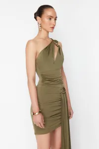 Trendyol X Zeynep Tosun Khaki Window Detailed Knitted Snake Accessory Bodysuit