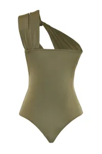 Trendyol X Zeynep Tosun Khaki Window Detailed Knitted Snake Accessory Bodysuit