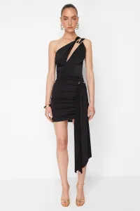 Trendyol X Zeynep Tosun Black Knitted Skirt with Accessory Detail