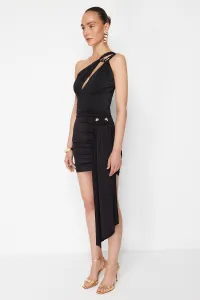 Trendyol X Zeynep Tosun Black Knitted Skirt with Accessory Detail