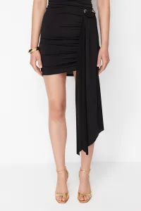 Trendyol X Zeynep Tosun Black Knitted Skirt with Accessory Detail