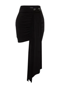 Trendyol X Zeynep Tosun Black Knitted Skirt with Accessory Detail