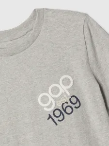 Šedé chlapčenské žíhané tričko s logom GAP