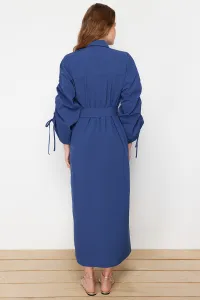 Trendyol Saks Belted Cotton Woven Shirt Dress with Adjustable Sleeves Detail