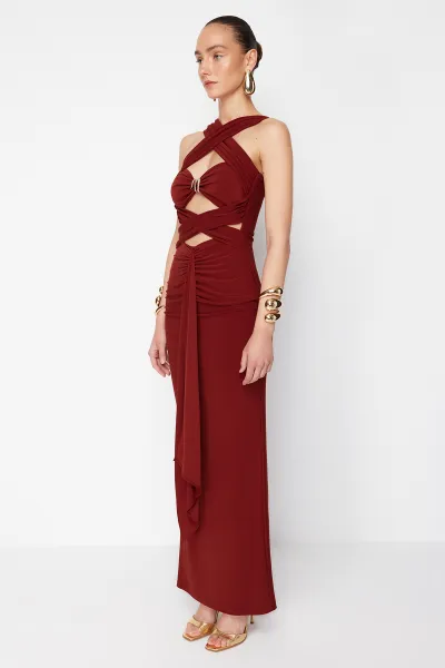 Trendyol X Zeynep Tosun Tile Cut Out Snake Accessory Detailed Evening Dress & Graduation Dress