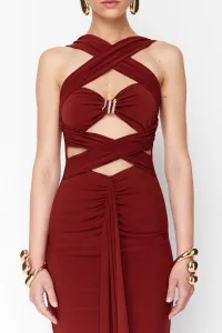 Trendyol X Zeynep Tosun Tile Cut Out Snake Accessory Detailed Evening Dress & Graduation Dress