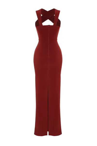 Trendyol X Zeynep Tosun Tile Cut Out Snake Accessory Detailed Evening Dress & Graduation Dress