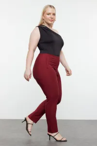 Trendyol Curve Claret Red Cigarette Fleto Pocket Woven Plus Size Fabric Trousers