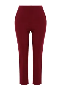 Trendyol Curve Claret Red Cigarette Fleto Pocket Woven Plus Size Fabric Trousers