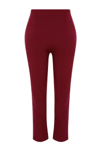 Trendyol Curve Claret Red Cigarette Fleto Pocket Woven Plus Size Fabric Trousers