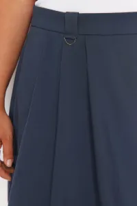 Trendyol Curve Navy Blue Pleated Buckle Detailed Mini Woven Plus Size Skirt