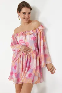 Trendyol Multicolored A-Line Lined Flounce Woven Chiffon Short Elegant Evening Dress