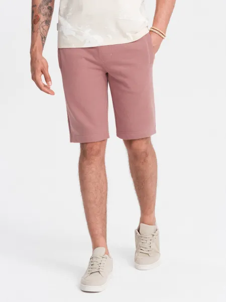 Ombre Men's pre-knee BASIC sweat shorts - dark pink