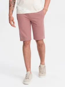 Ombre Men's pre-knee BASIC sweat shorts - dark pink