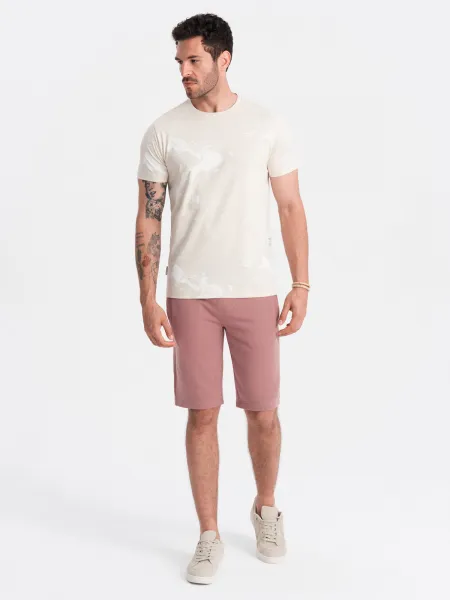 Ombre Men's pre-knee BASIC sweat shorts - dark pink