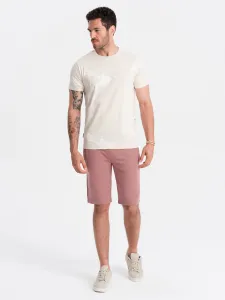 Ombre Men's pre-knee BASIC sweat shorts - dark pink