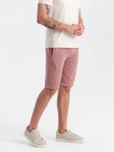 Ombre Men's pre-knee BASIC sweat shorts - dark pink
