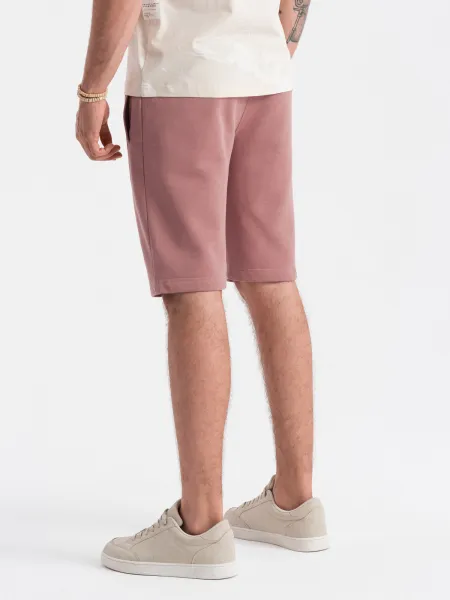 Ombre Men's pre-knee BASIC sweat shorts - dark pink