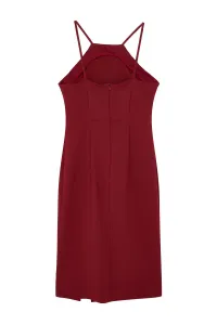Trendyol Burgundy Bodycon Slit Halter Neck Midi Pencil Skirt Woven Dress