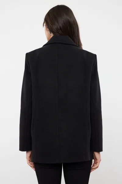 Trendyol Black Regular Pocket Detailed Soft Texture Short Jacket Coat