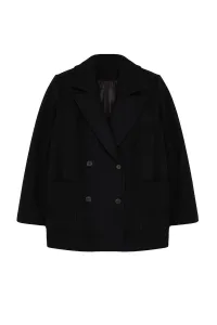 Trendyol Black Regular Pocket Detailed Soft Texture Short Jacket Coat