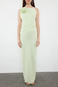 Trendyol Light Green Rose Detailed Woven Long Elegant Evening Dress