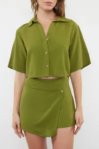 Trendyol Khaki Weaving Linen blend Shirt Shorts Beach Set