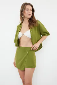 Trendyol Khaki Weaving Linen blend Shirt Shorts Beach Set