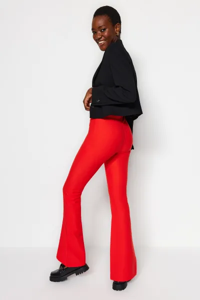 Trendyol Red Spanish Leg Flare Woven Trousers