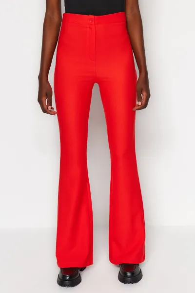 Trendyol Red Spanish Leg Flare Woven Trousers