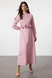 Trendyol Dusty Rose Belted Rose Detailed Satin Woven Dress