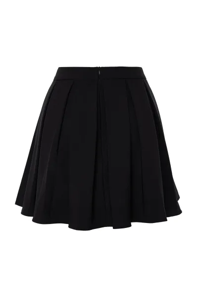 Trendyol Black Pleated Mini Woven Skirt