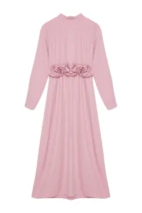 Trendyol Dusty Rose Belted Rose Detailed Satin Woven Dress