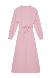 Trendyol Dusty Rose Belted Rose Detailed Satin Woven Dress