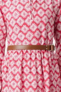 Trendyol Fuchsia Belted Skirt Flounced Floral Patterned Lined Woven Dress