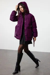 Trendyol Plum Regular Hooded Belted Water Repellent Puffer Jacket