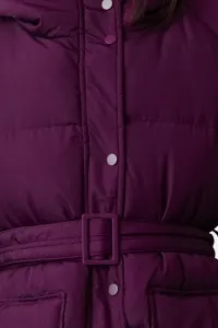 Trendyol Plum Regular Hooded Belted Water Repellent Puffer Jacket